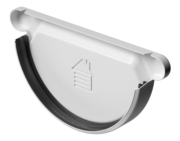 Заглушка желоба D125 Döcke STAL PREMIUM Пломбир, (RAL 9010) купить в Нижнекамске