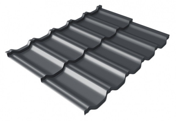 Металлочерепица модульная Квинта Uno Grand Line c 3D резом 0,5 Satin Мatt RAL 7024 мокрый асфальт купить в Нижнекамске