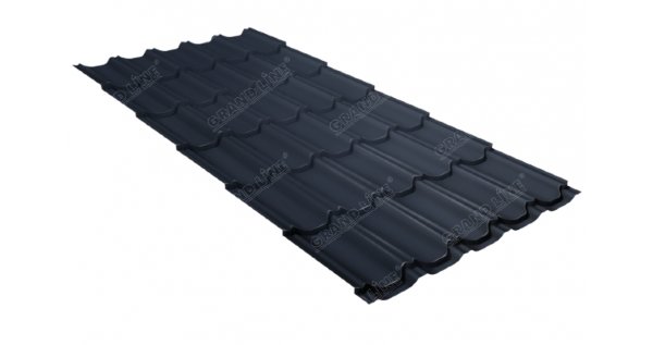 Металлочерепица квинта плюс GL 0,5 Satin RAL 7024 мокрый асфальт купить в Нижнекамске