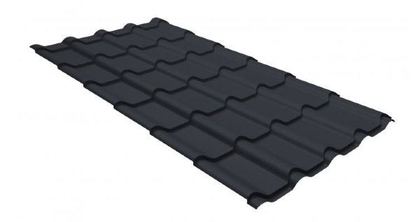 Металлочерепица камея GL 0,5 GreenCoat Pural matt RR 23 темно-серый (RAL 7024 мокрый асфальт) купить в Нижнекамске