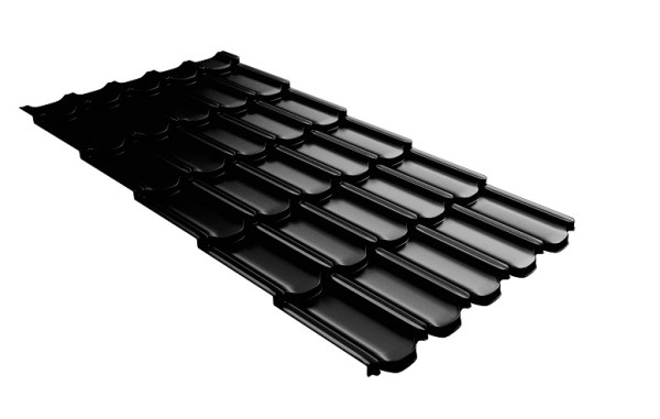 Металлочерепица квинта плюс с 3D резом 0,5 GreenСoat Pural Matt RR 33 черный (RAL 9005 черный) купить в Нижнекамске