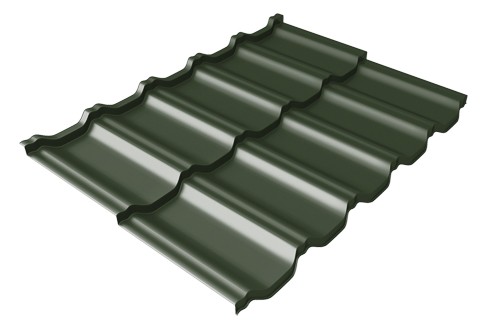 Металлочерепица модульная Квинта Uno Grand Line c 3D резом 0,5 GreenСoat Pural Matt RR 11 темно-зеленый (RAL 6020 хромовая зелень) купить в Нижнекамске