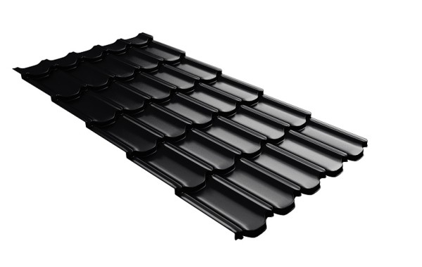 Металлочерепица квинта плюс с 3D резом 0,5 Quarzit lite RAL 9005 черный купить в Нижнекамске