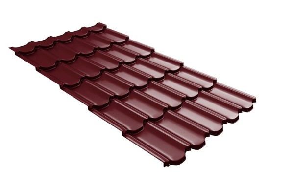 Металлочерепица квинта плюс с 3D резом 0,5 Satin RAL 3005 красное вино купить в Нижнекамске