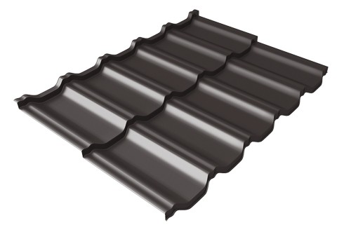 Металлочерепица модульная Квинта Uno Grand Line c 3D резом 0,5 GreenСoat Pural Matt RR 32 темно-коричневый (RAL 8019 серо-коричневый) купить в Нижнекамске