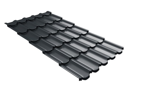 Металлочерепица квинта плюс с 3D резом 0,5 Satin RAL 7016 антрацитово-серый купить в Нижнекамске
