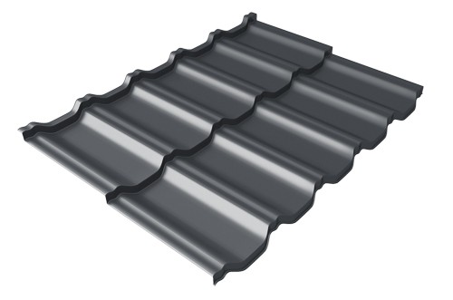 Металлочерепица модульная Квинта Uno Grand Line c 3D резом 0,45 Drap RAL 7024 мокрый асфальт купить в Нижнекамске
