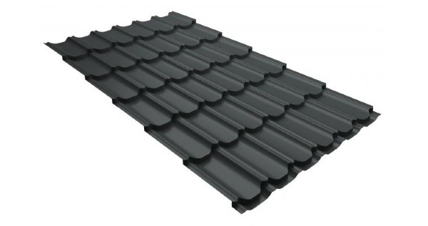 Металлочерепица квинта плюс 0,5 GreenCoat Pural RR 23 темно-серый (RAL 7024 мокрый асфальт) купить в Нижнекамске